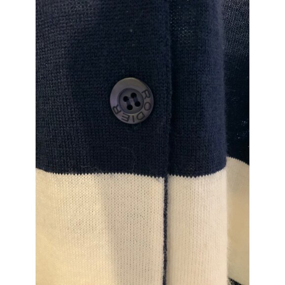 Rodier Paris  vintage womens cardigan/ jacket  navy white  wide stripe - Picture 3 of 11